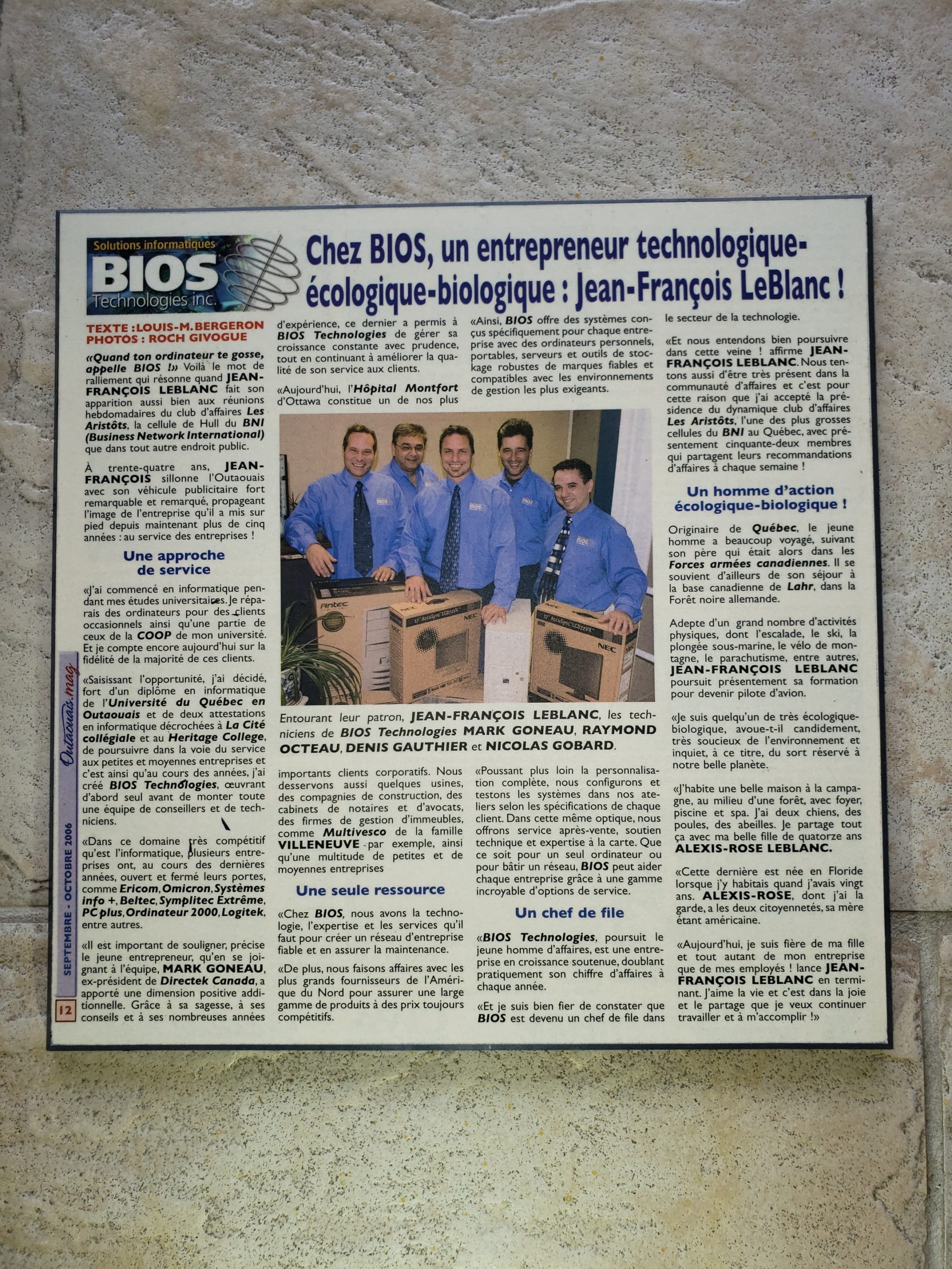 Article BIOS Technologies inc. 