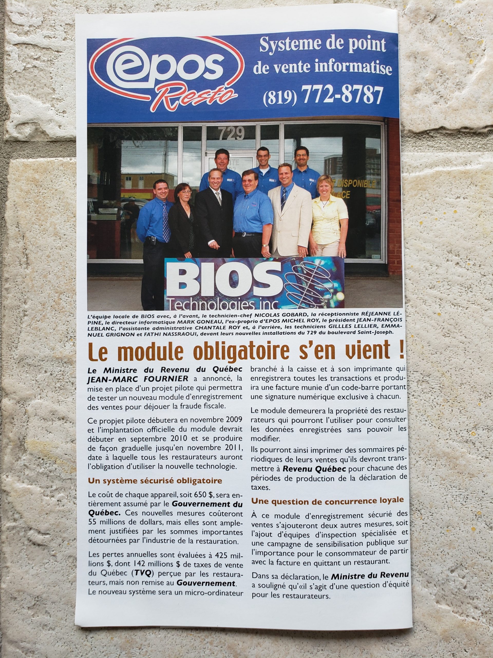 Article Outaouais mag EPOS - BIOS Technologies inc. Jean-François LeBlanc Mark Goneau Fadi Nicolas Gobard Chantale M. Roy Louis M bergeron