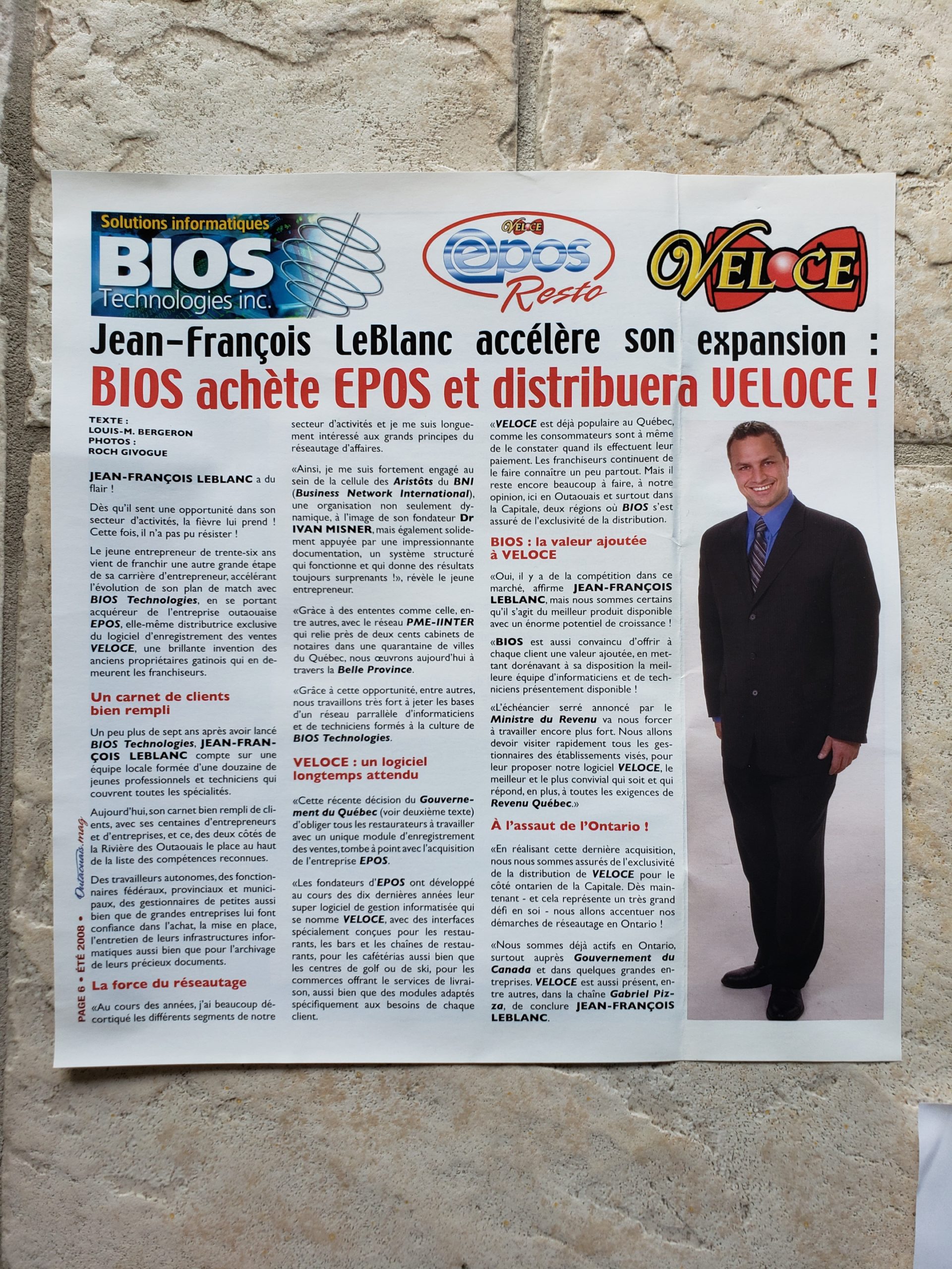 BIOS - VELOCE - EPOS Resto - Jean-François LeBlanc Solutionniste - Ontario - Loui M Bergeron Roch Givogue