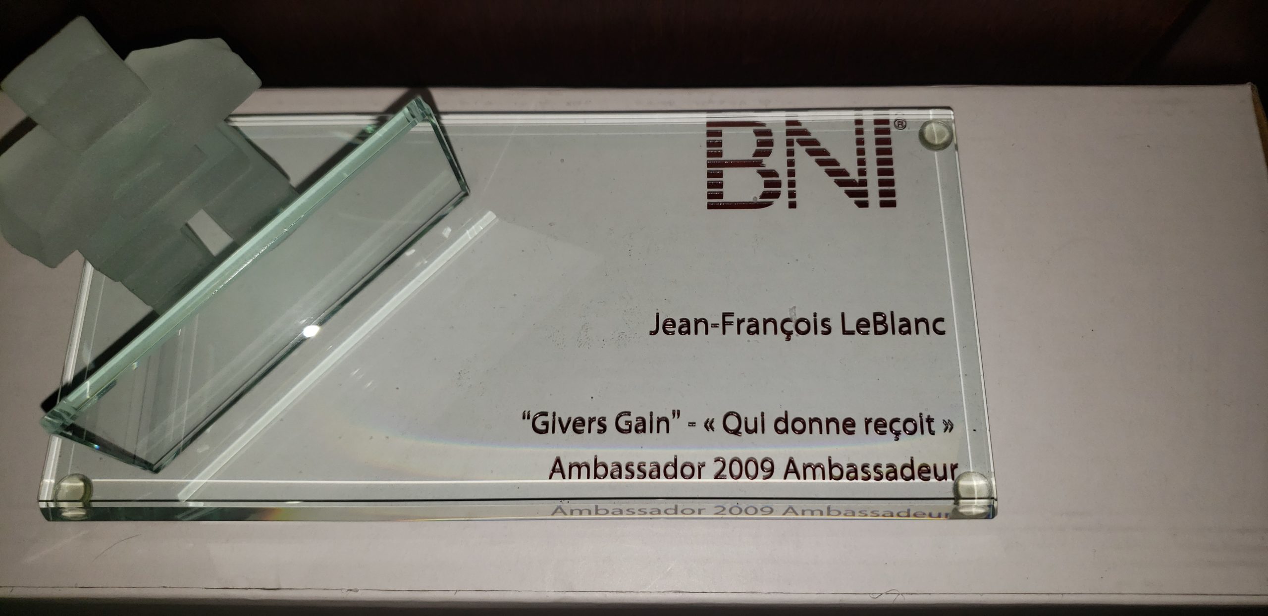 Quelques diplômes de mon temps dans les BNI (Business Network International)