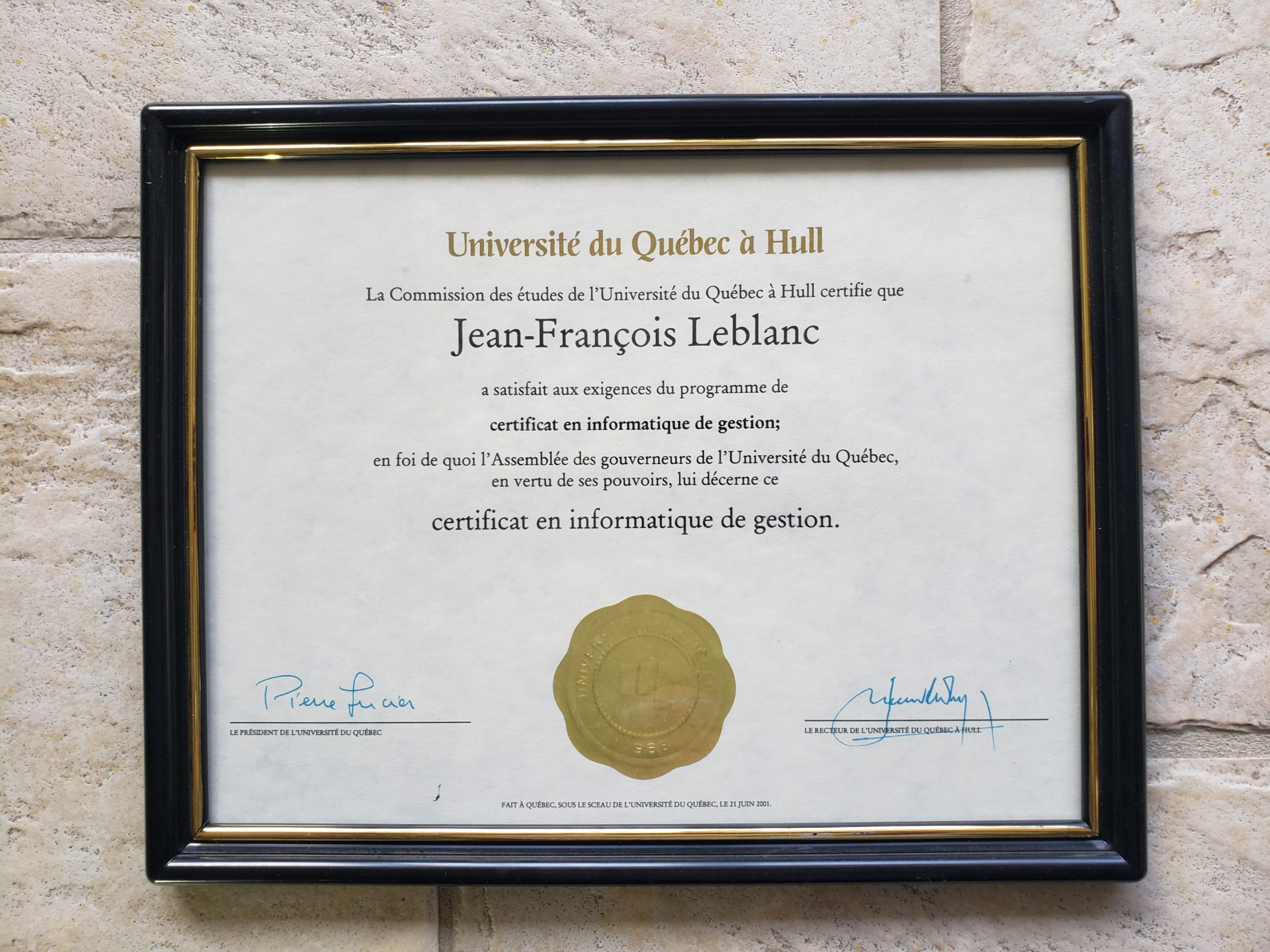 Diplôme universitaire- UQAH - UQO - Informatique