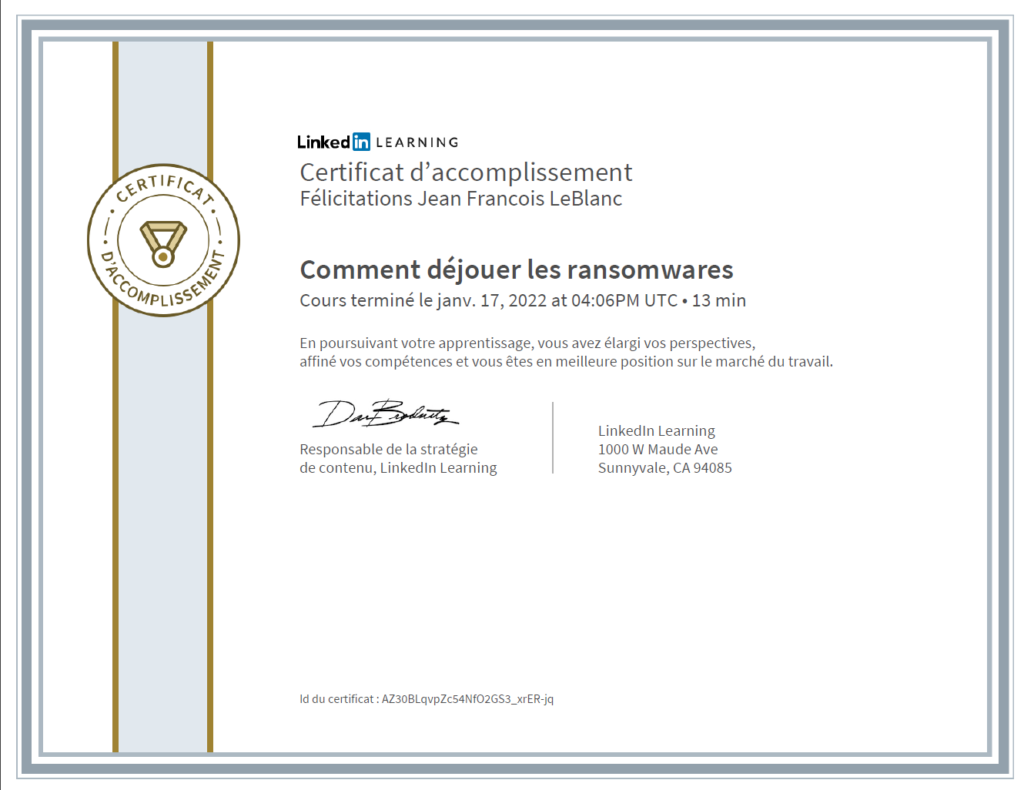 CertificatDaccomplissement_Comment dejouer les ransomwares-ransomware-rancongiciels