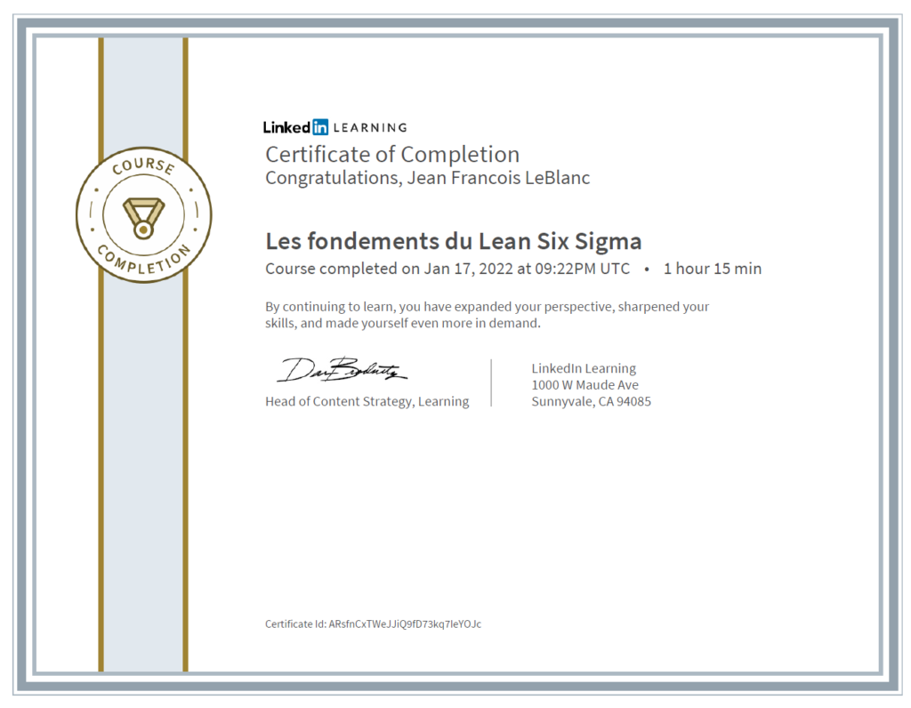 CertificateOfCompletion_Les fondements du Lean Six Sigma-Les fondements du lean six sigma